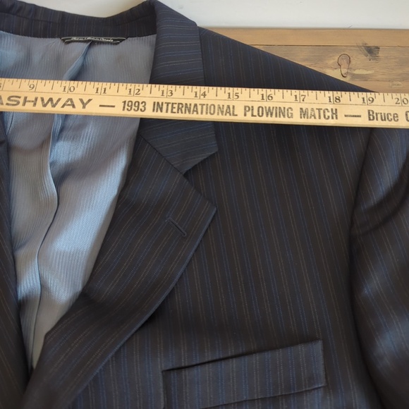 Jack Victor Blue Black Pinstripe Wool Blazer Suit Jacket - Picture 9 of 11